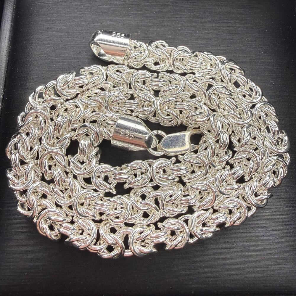 Solid 925 Sterling Silver Rare Link Chain Necklace 16" Long 6.5mm Wide 40 Grams